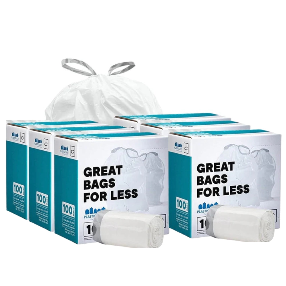 Simplehuman®* Compatible Trash Bags, Code C, White - 600 Count Bulk Pack