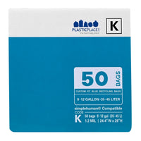 Plasticplace Code K - Simplehuman® Compatible Blue Trash Bags - 10 Gallon, 1.2 Mil - 300 Count Bulk Pack