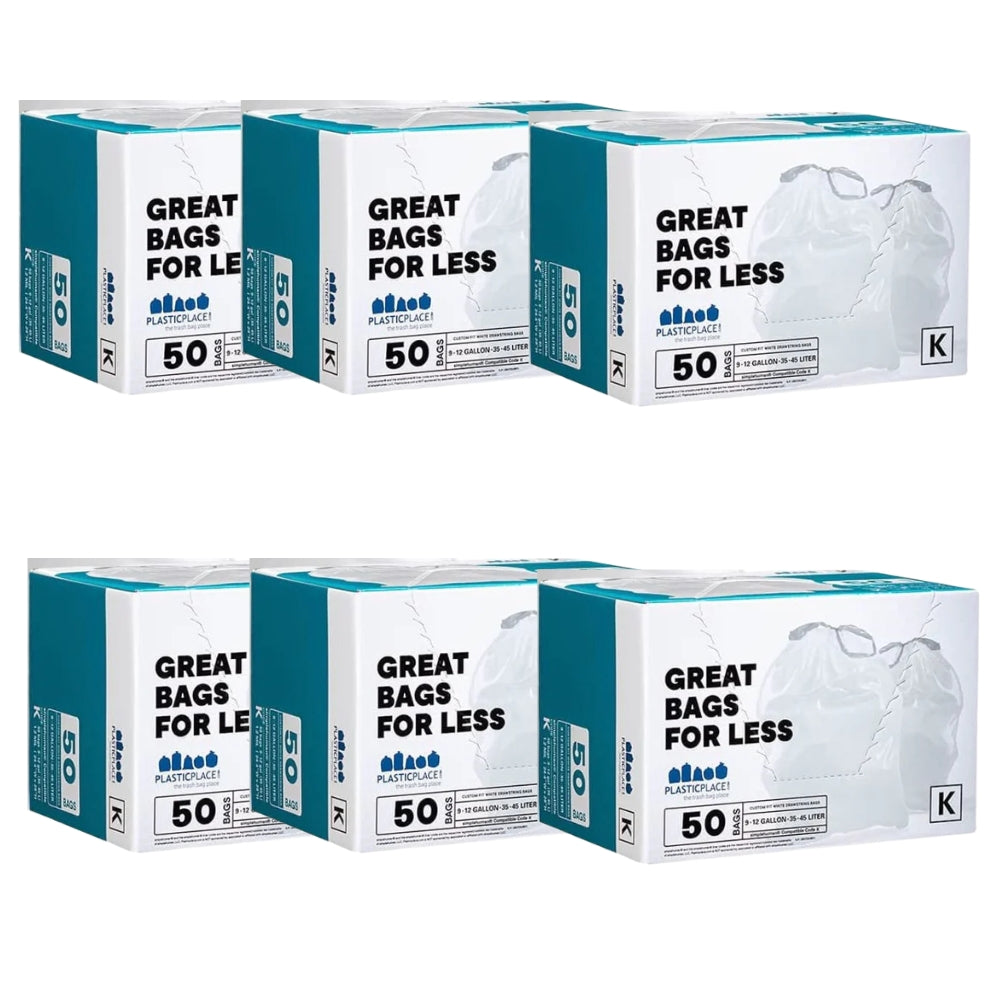 Plasticplace Code K - Simplehuman®* Compatible Trash Bags - 1.2 Mil - 300 Count Bulk Pack
