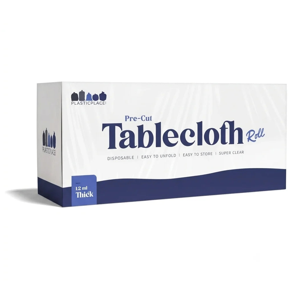 Pre-Cut Clear Plastic Disposable Tablecloth - Coreless Roll - 66x108"