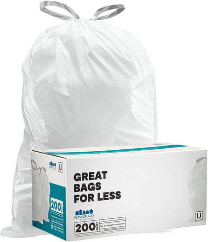 Simplehuman®* Compatible Trash Bags - Code U - 14.5-21 Gallon - 200/Case