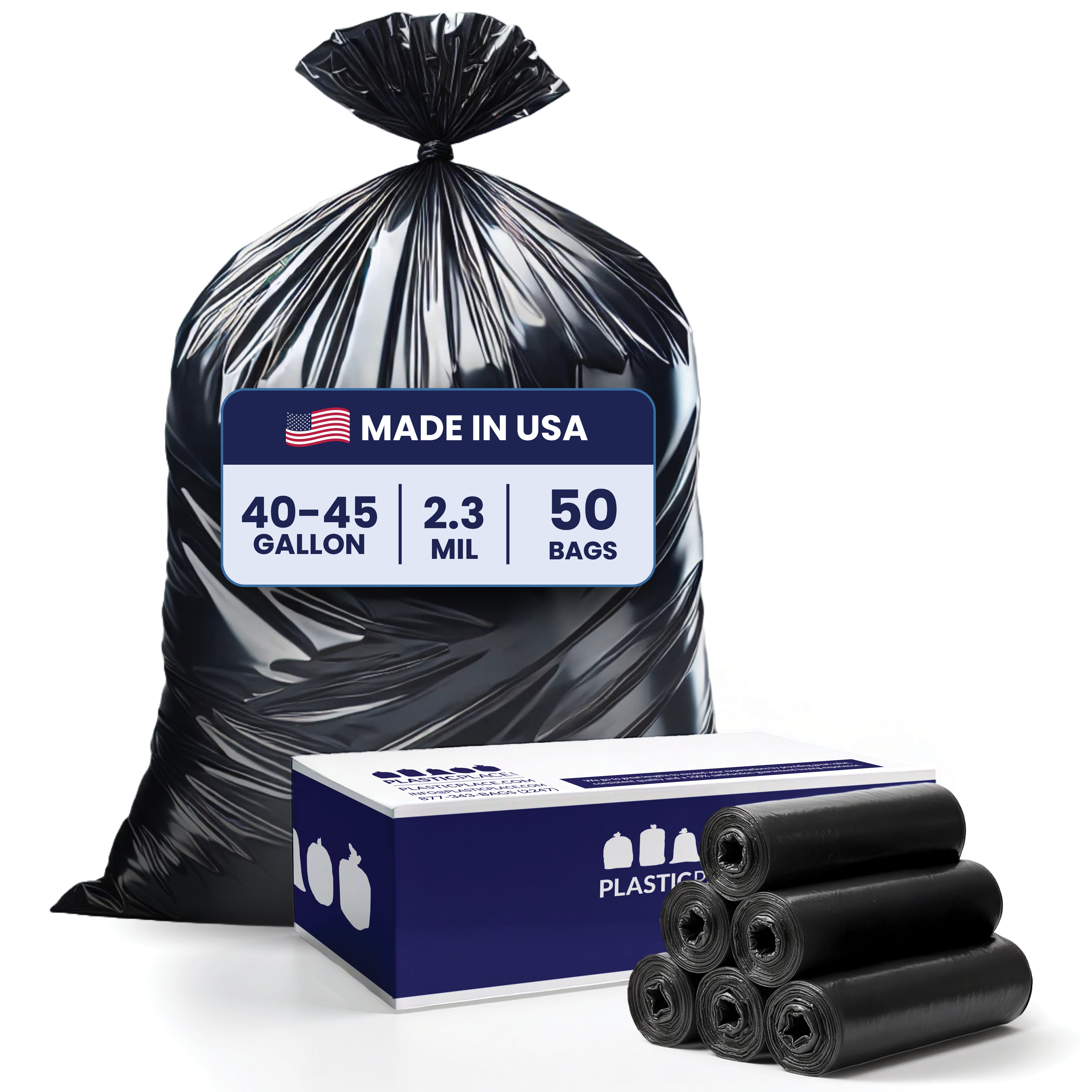 40-45 Gallon Trash Bags - 2.3 Mil - 50/Case - Black