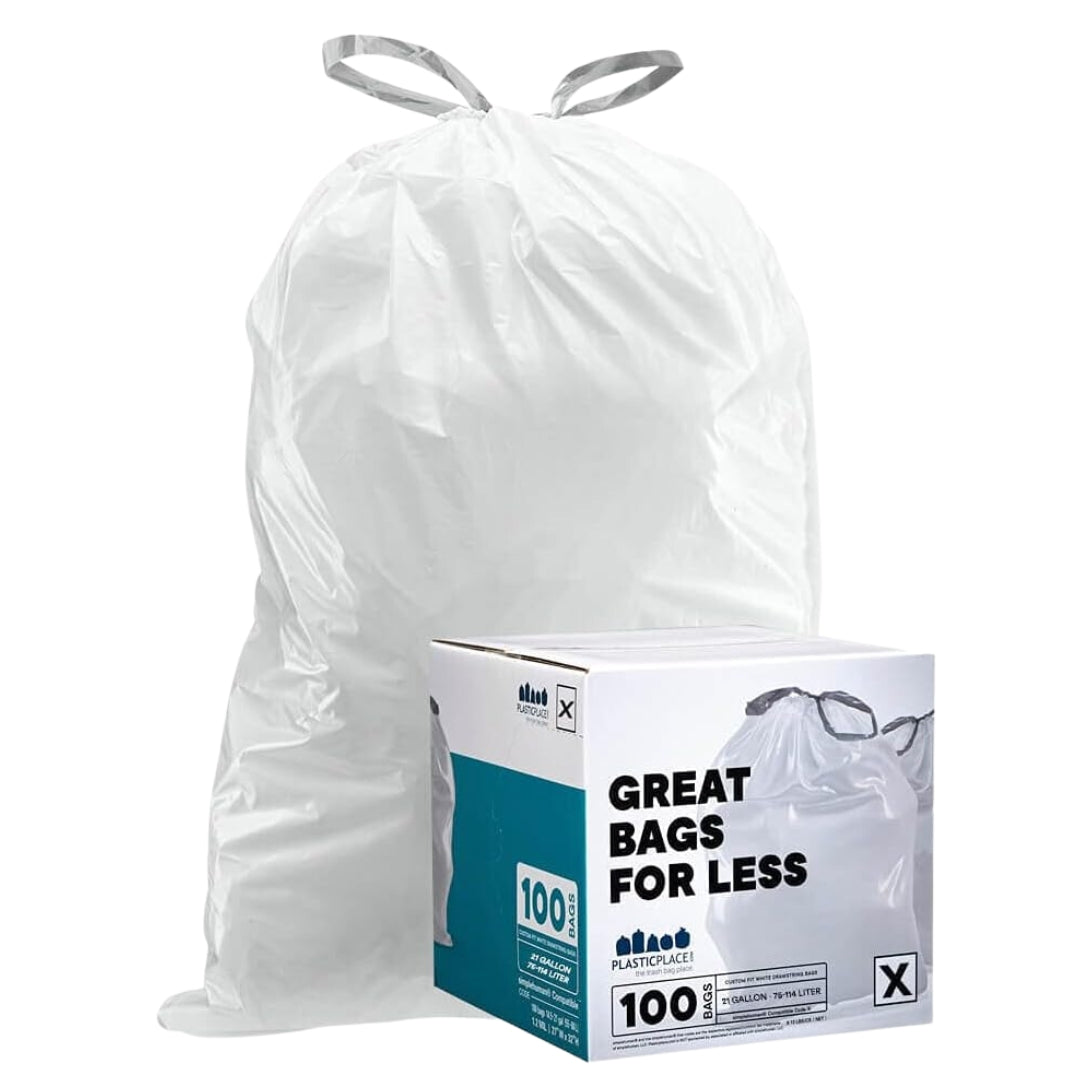 Plasticplace Code X - Simplehuman®* Compatible Trash Bags - 21 Gallon - 100/Case
