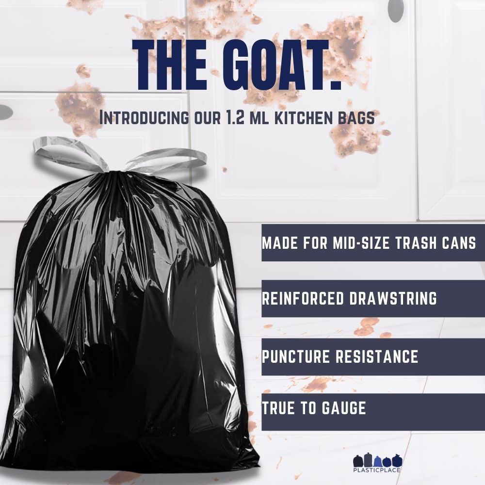 13 Gallon Extra Tall Black Drawstring Bags - Plasticplace