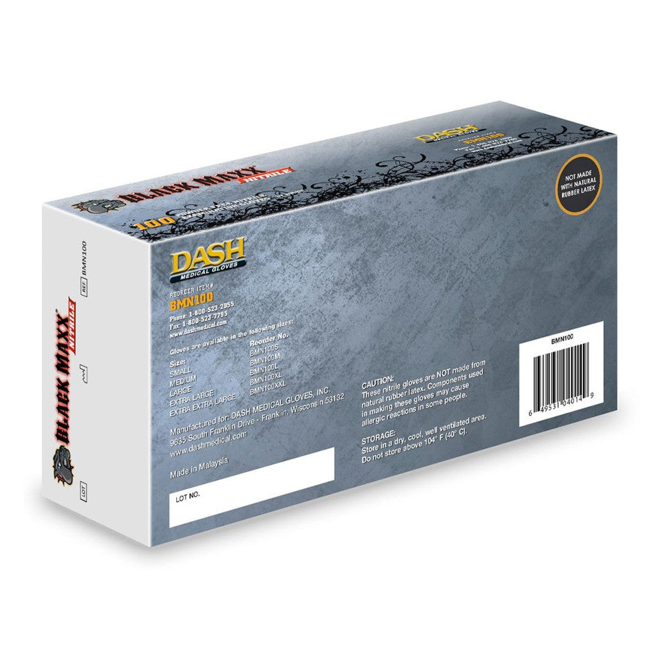 Dash Black Maxx Nitrile Exam Gloves - Black - 6 mil - (1000 Count/ 10 Boxes of 100)
