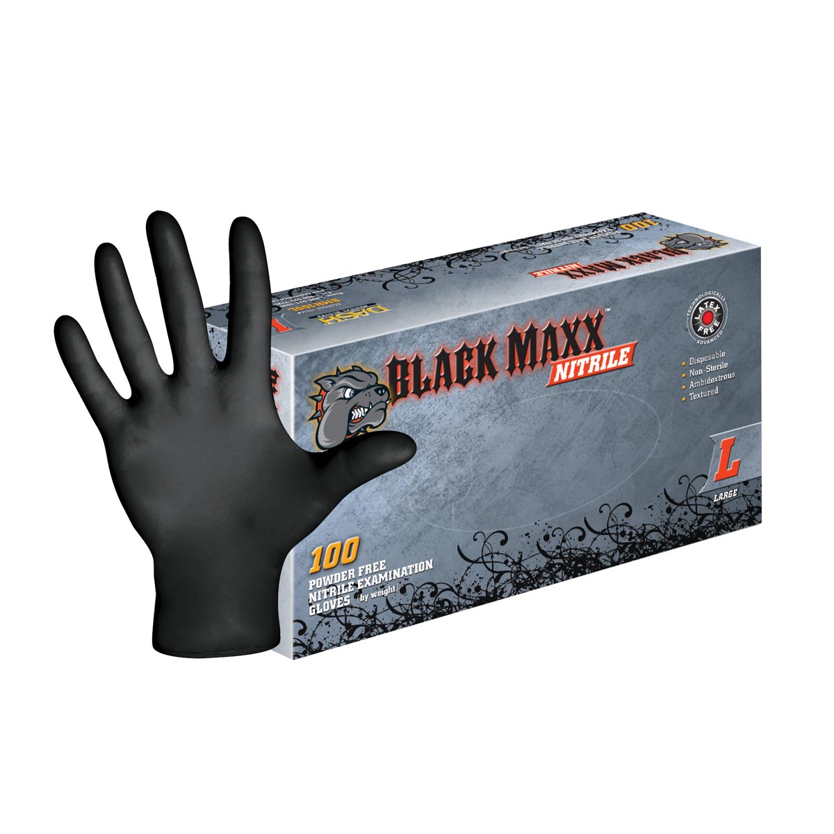 Dash Black Maxx Nitrile Exam Gloves - Black - 6 mil - (1000 Count/ 10 Boxes of 100)