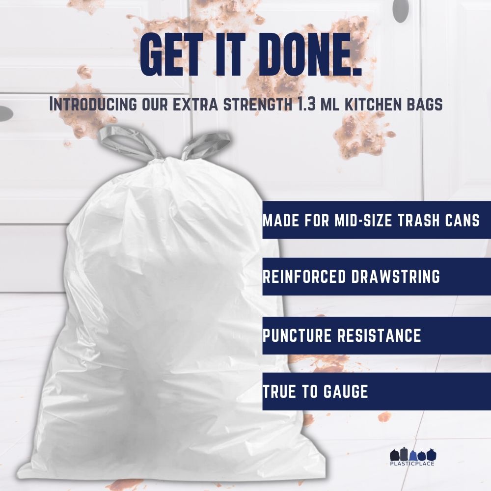 13 Gallon Extra Tall White Drawstring - Jr Pack - Plasticplace