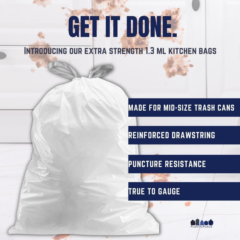 13 Gallon Extra Tall White Drawstring - Jr Pack - Plasticplace