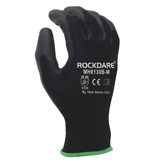 TASK 13G Black Polyurethane Coated Gloves - MH8130B - 12 Pair