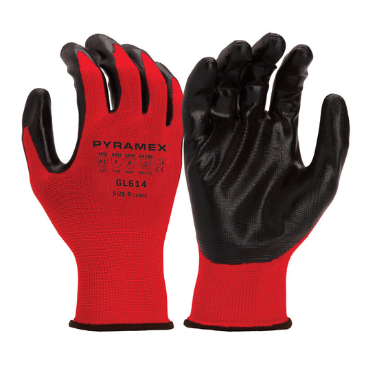 Pyramex Red A1 Cut Nitrile Dipped Gloves