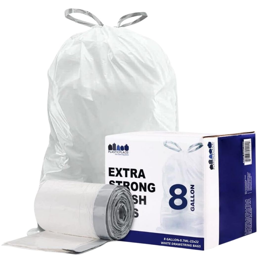 8 Gallon Drawstring Bags - 0.7Mil - 100/Case