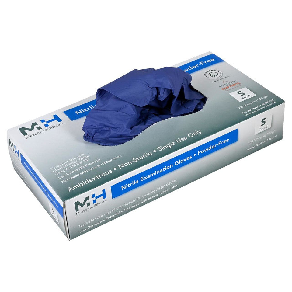 Disposable Blue Nitrile Exam Grade Gloves, Chemo Tested - 3 mil - (1000 Count/ 10 Boxes of 100) (S, M, L, XL)
