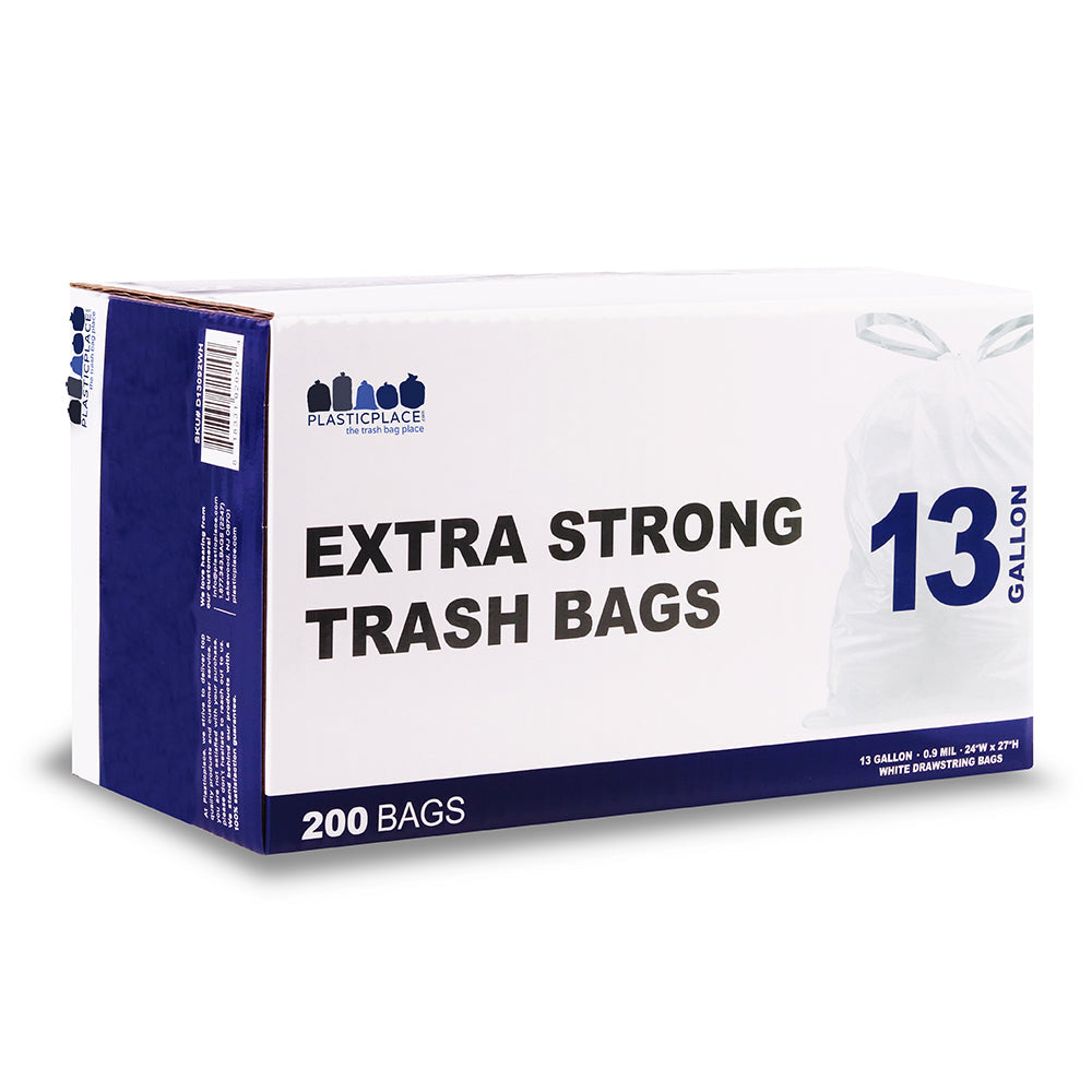 13 Gallon Extra Tall White Drawstring - Jr Pack - Plasticplace