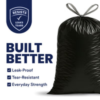 13 Gallon Extra Tall Black Drawstring Bags - 1.2 Mil - 200/Case
