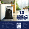 13 Gallon Extra Tall Black Drawstring Bags - 1.2 Mil - 200/Case