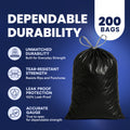 13 Gallon Extra Tall Black Drawstring Bags - 1.2 Mil - 200/Case