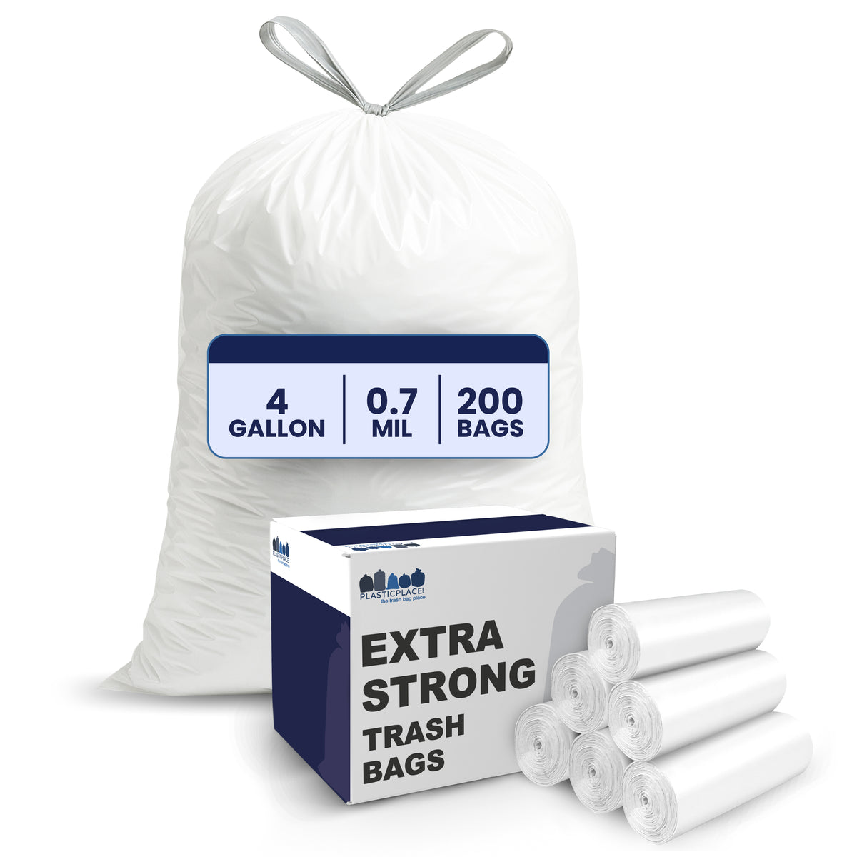 4 Gallon Drawstring Bags - 0.7 Mil - 200/Case