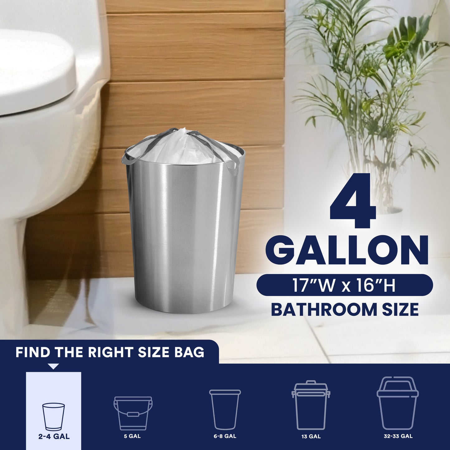 4 Gallon Drawstring Bags - 0.7 Mil - 100/Case