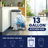 13 Gallon Extra Tall Clear Drawstring Bags - 1.0 Mil - 200/Case