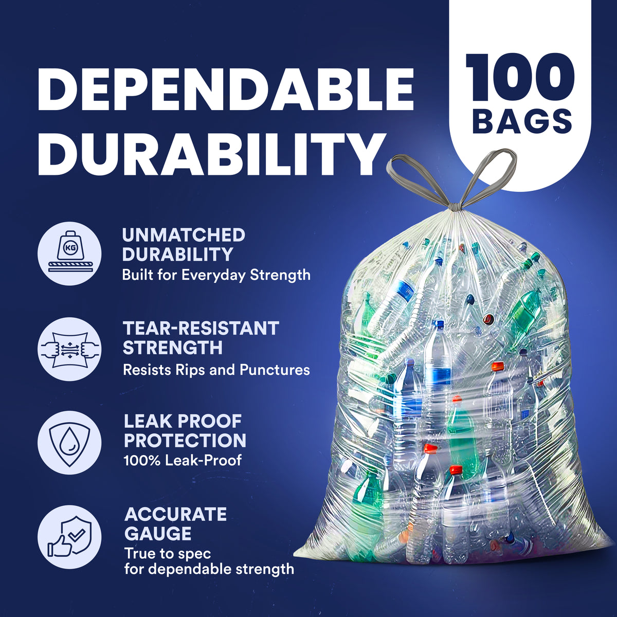 32-33 Gal Drawstring Bags - 0.9 Mil - 100/Case