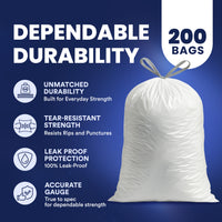 13 Gallon Drawstring Bags - 0.9 Mil - 200/Case
