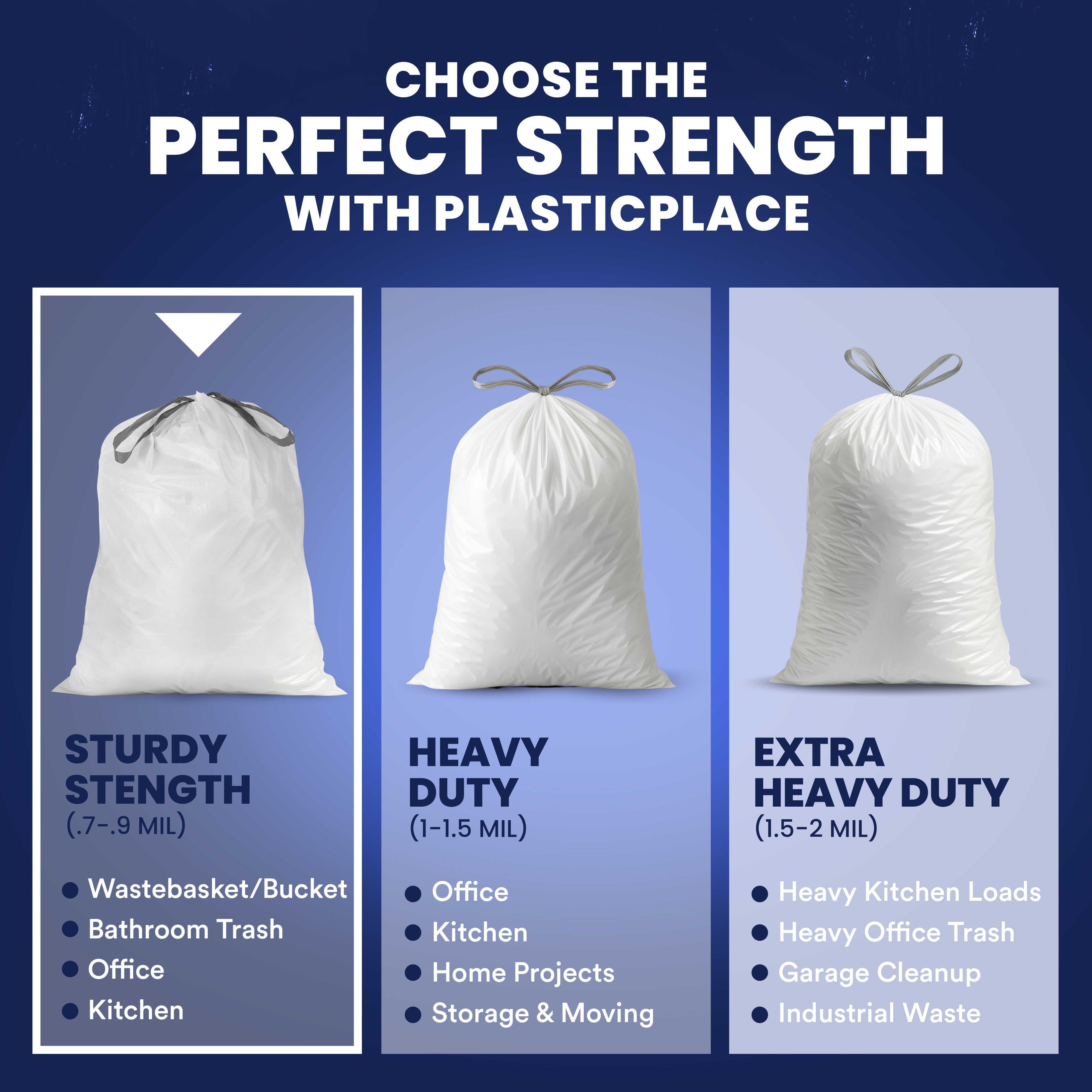 5 Gallon Drawstring Bags - 0.9 Mil - 100/Case