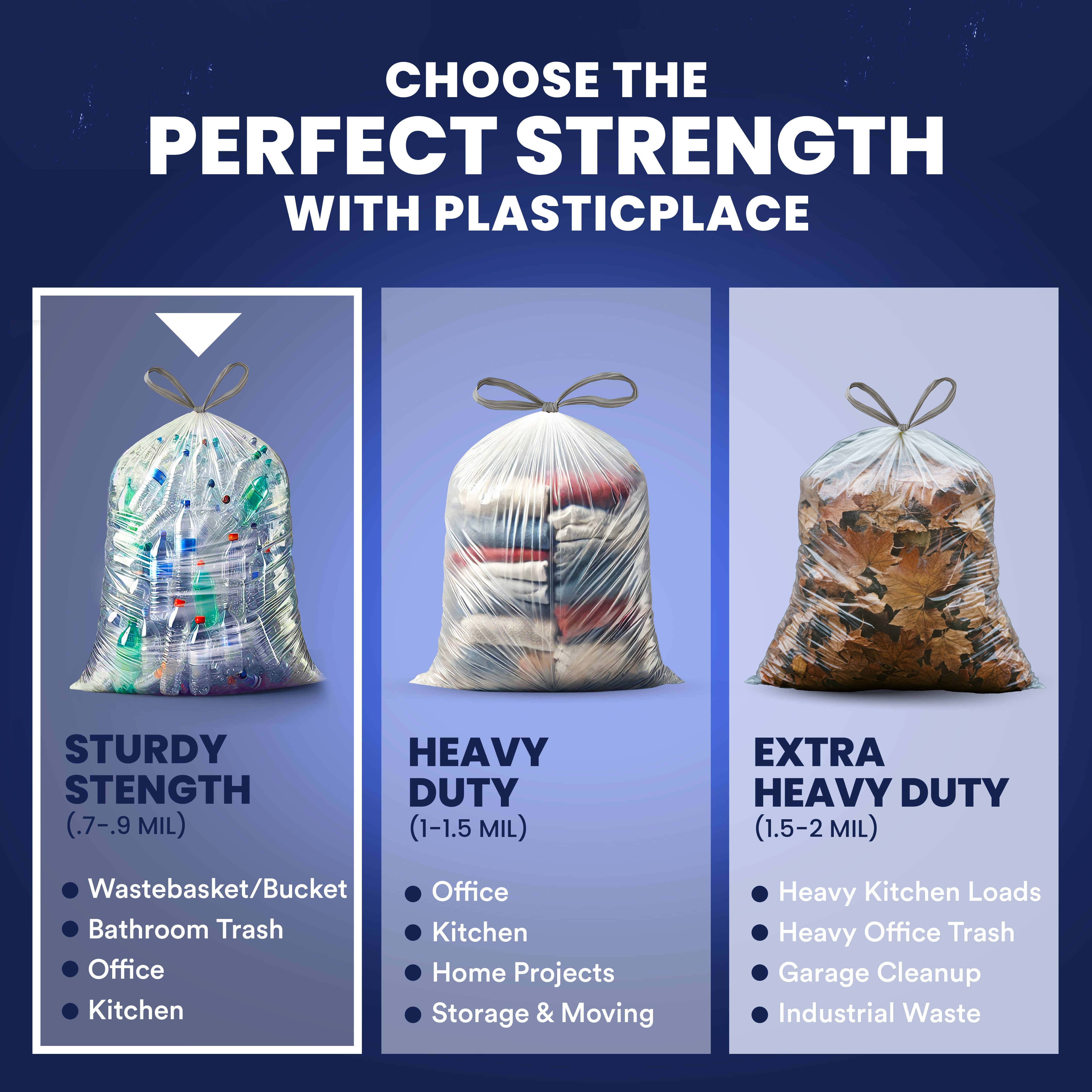 32-33 Gal Drawstring Bags - 0.9 Mil - 100/Case