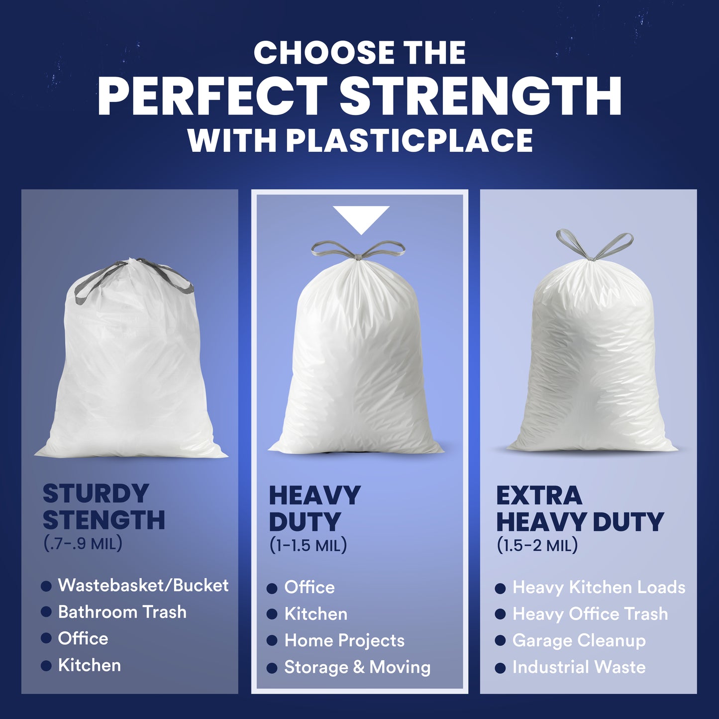 13 Gallon Extra Tall White Drawstring Bags - 1.2 Mil - 200/Case