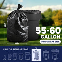 55-60 Gallon Trash Bags - 2.0 Mil - 50/Case