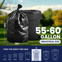 55-60 Gallon Trash Bags on Rolls - 1.5 Mil - 100/Case