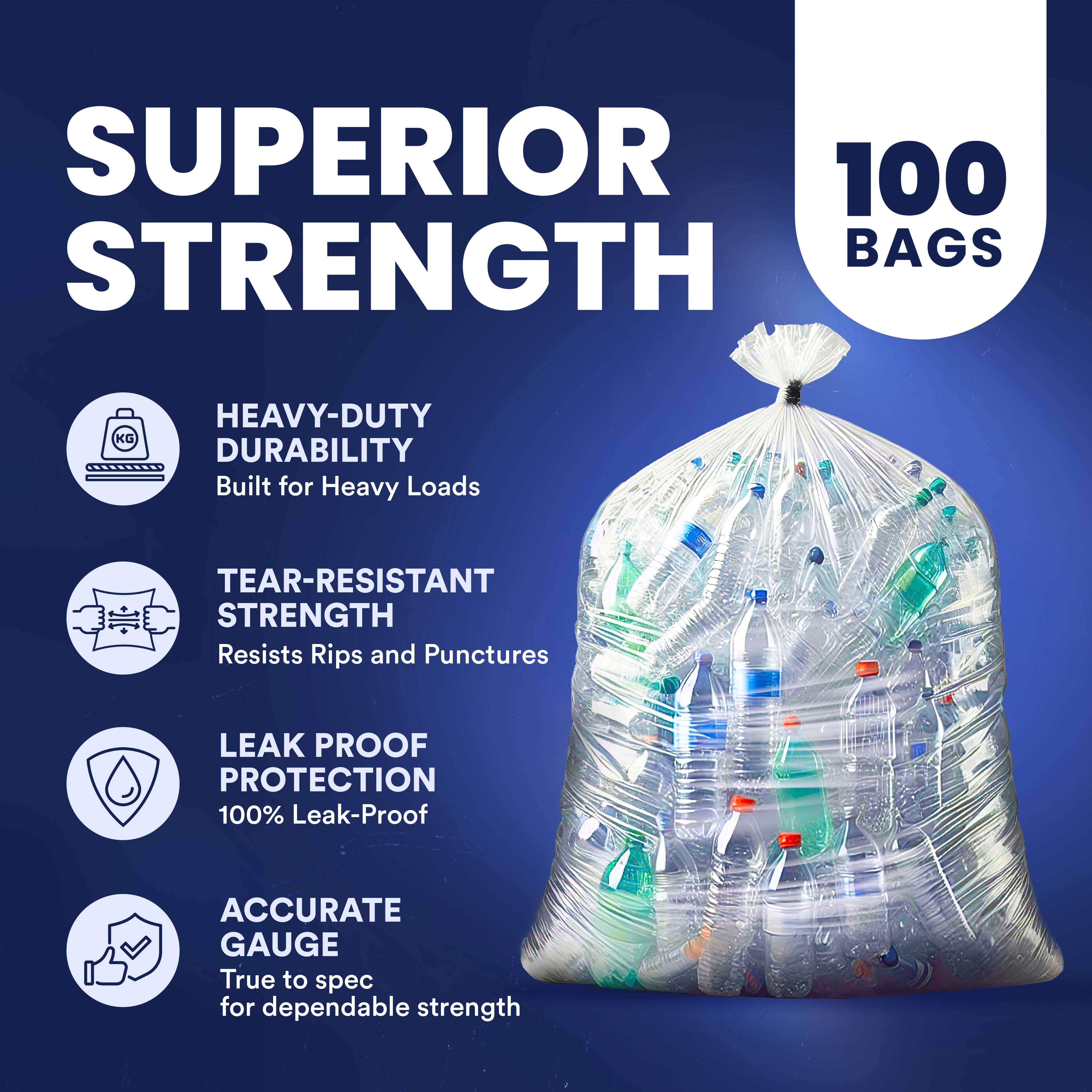 55-60 Gallon Trash Bags - 1.5 Mil - 100/Case