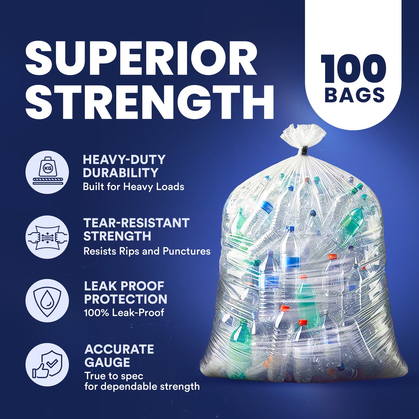 55-60 Gallon Trash Bags - 1.5 Mil - 100/Case