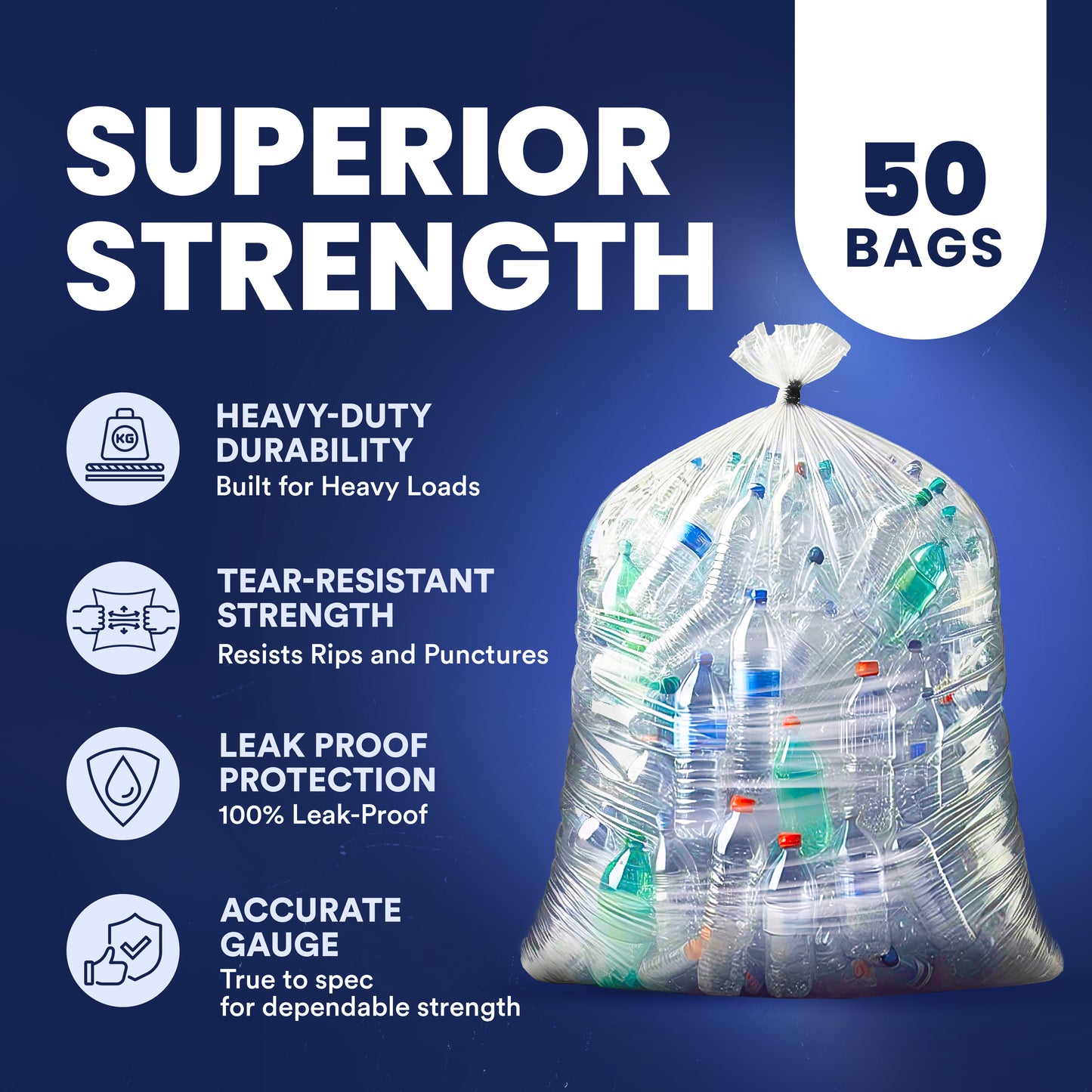 55-60 Gallon Contractor Bags - 3.0 Mil - 50/Case