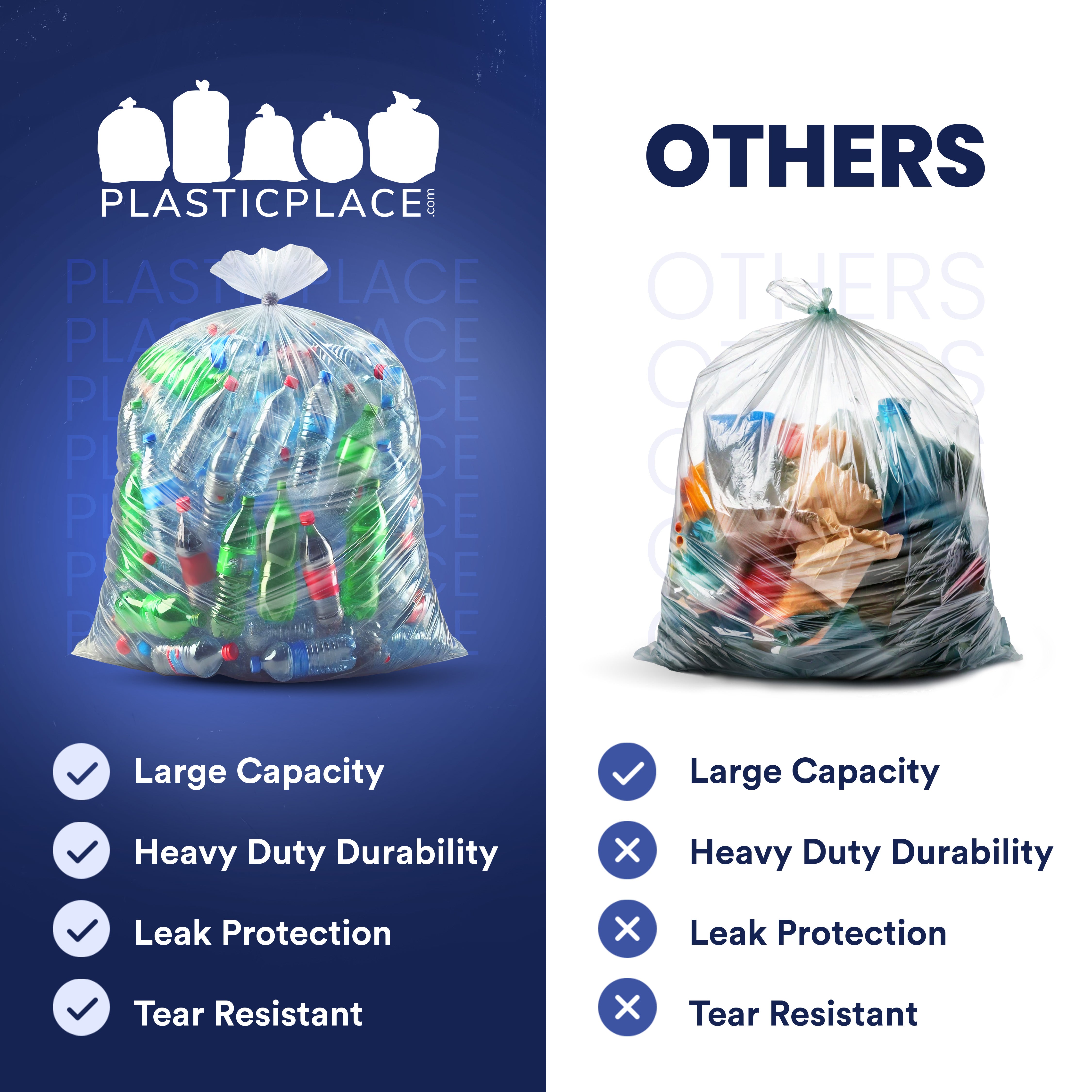 55-60 Gallon Trash Bags - 2.0 Mil - 50/Case