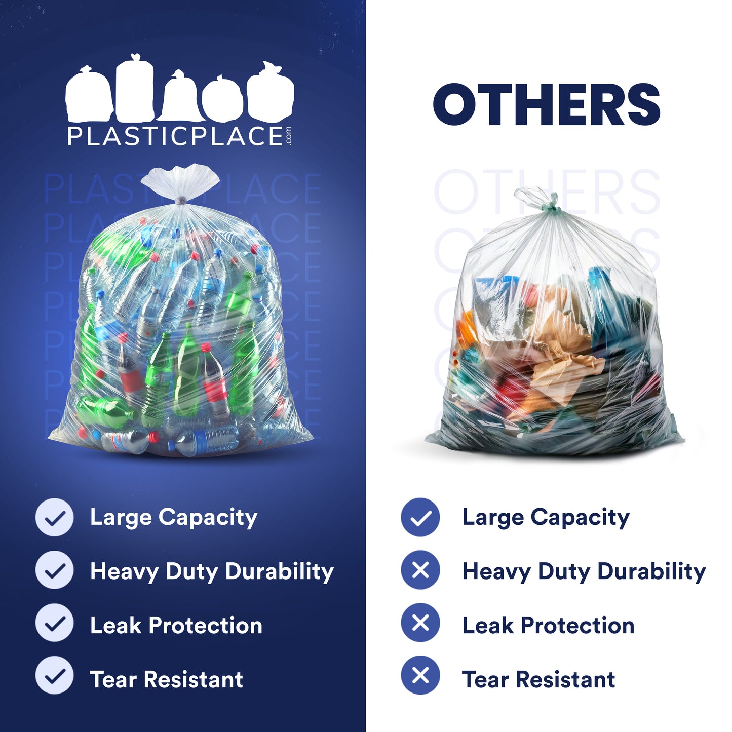 55-60 Gallon Contractor Bags - 3.0 Mil - 50/Case