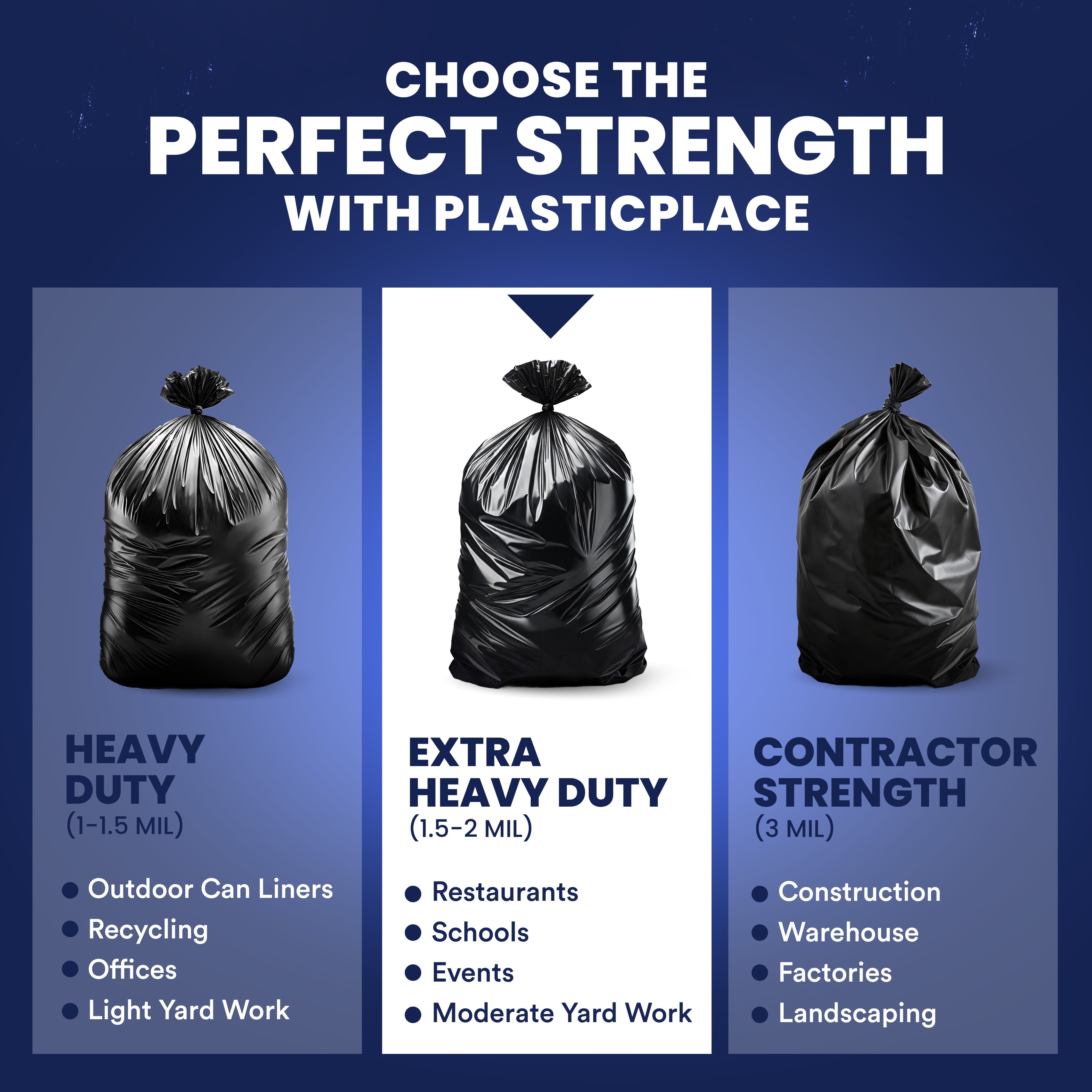 55-60 Gallon Trash Bags on Rolls - 1.5 Mil - 100/Case