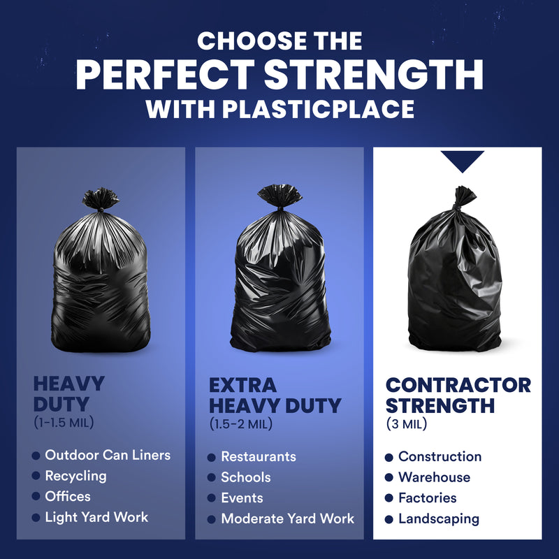 55 Gallon Rubbermaid Compatible Trash Bags - 3.0 Mil - 50/Case