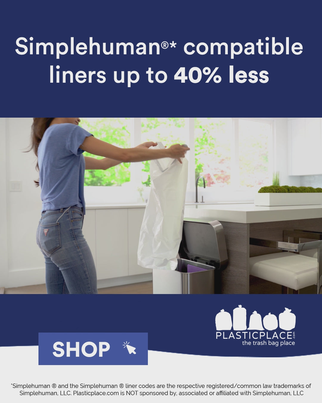 Sample of - 4.2-4.8 Gallon Simplehuman®* Compatible Blue Trash Bags Code V