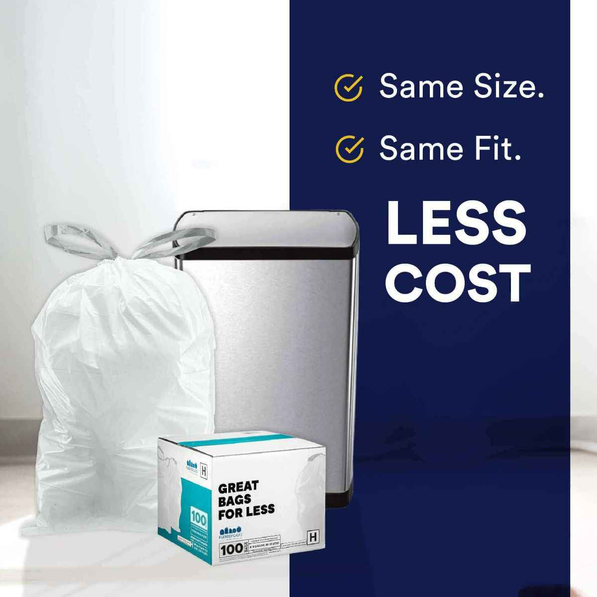 Simplehuman®* Compatible Trash Bags - Code F - 6.5 Gallon - 100/Case