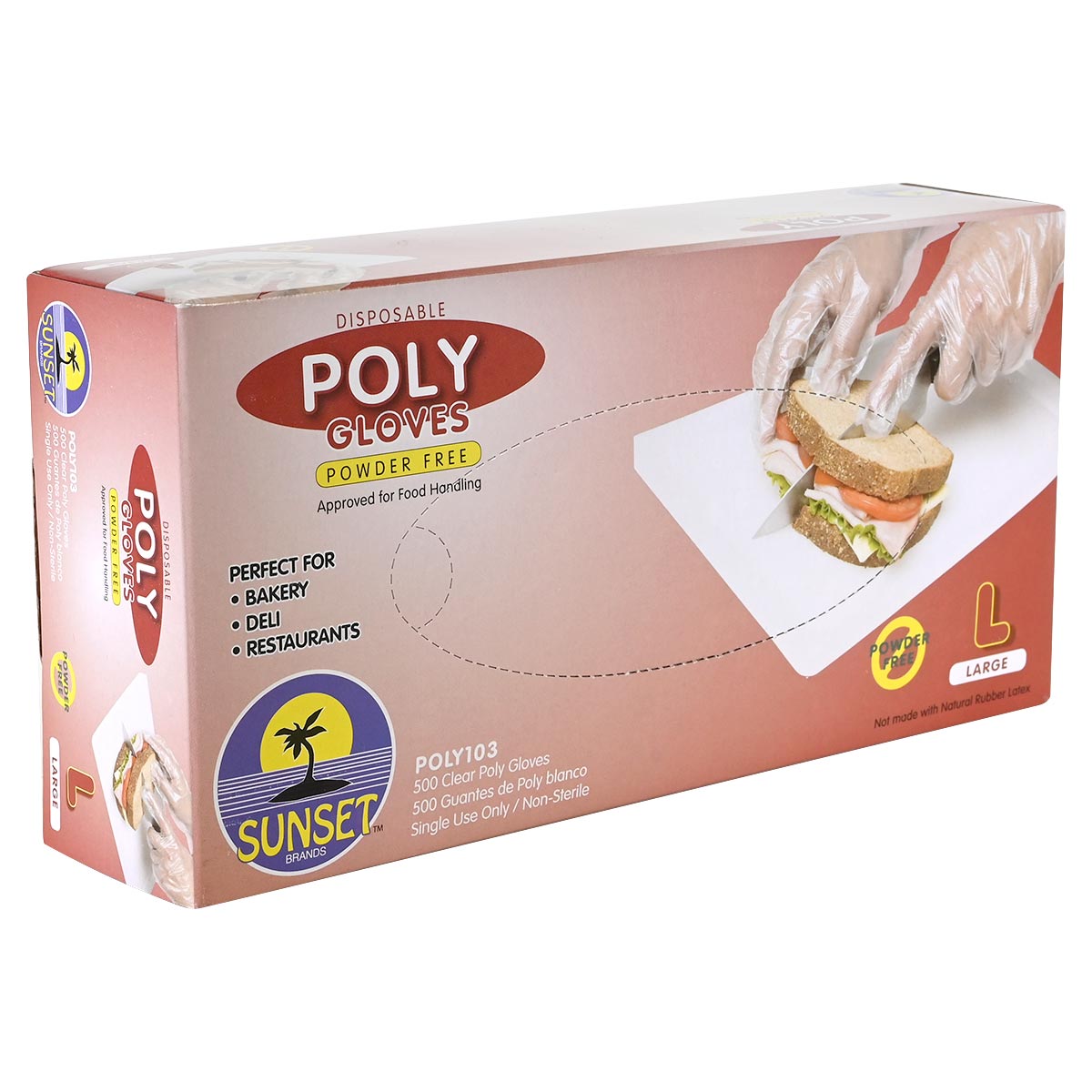 Disposable Poly Food Service Gloves - Clear - Case of 5000 - (S, M, L)