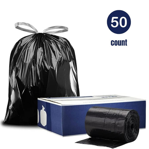 13 Gal. Extra Tall Kitchen Drawstring Black Trash Bag jr pack W13DSBKJR Plasticplace Plasticplace Trash Bags for Home and Business