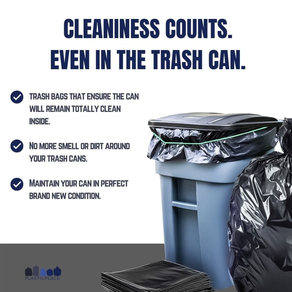 65 Gallon Rollout Trash Bags - Plasticplace