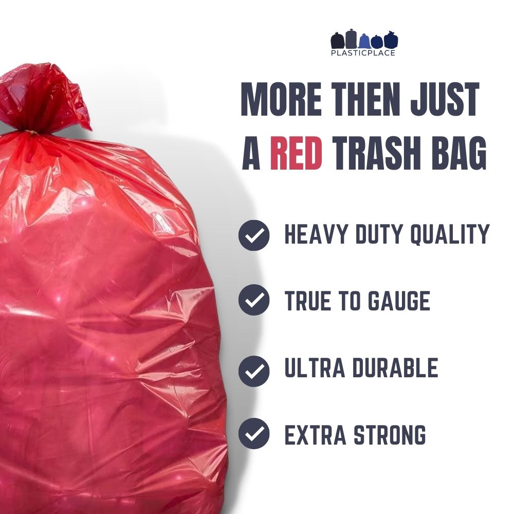5560 Gallon Red Trash Bags, 1.5 Mil T55120RD Plasticplace