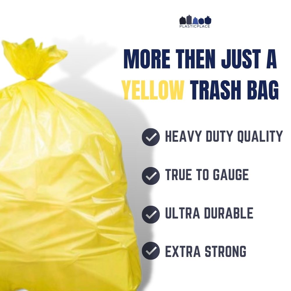 64 Gallon Toter Compatible Yellow Trash Bags W65LDYTL Plasticplace