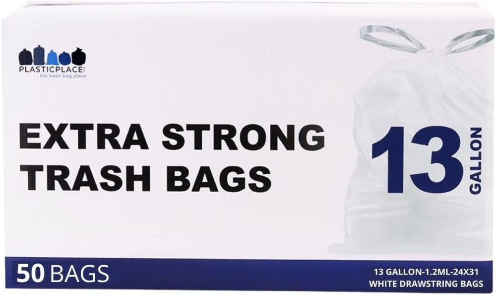 13 Gallon Extra Tall White Drawstring - Jr Pack - Plasticplace