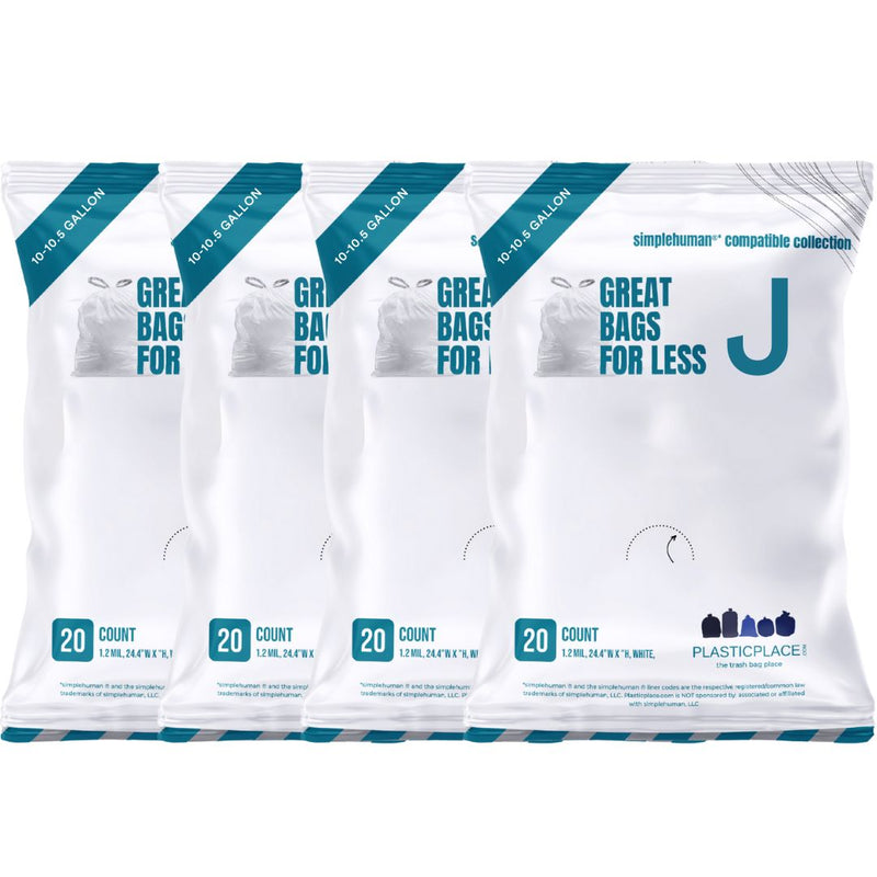 Simplehuman Compatible Trash Bags - Code J - 10-10.5 Gallon