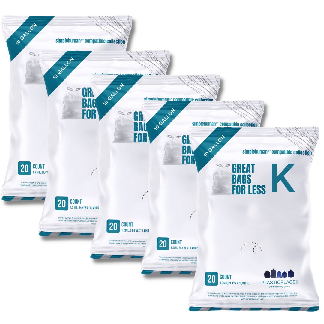 Plasticplace Code K - Simplehuman®* Compatible Trash Bags - 10 Gallon - 100/Case