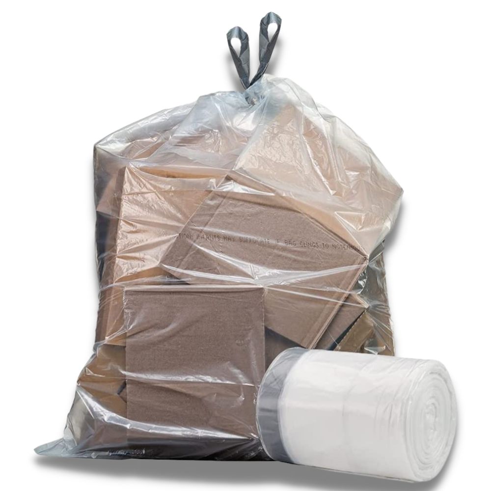 13 Gallon Extra Tall Clear Drawstring Bags - Plasticplace