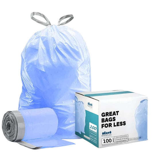 Simplehuman®* Compatible Blue Trash Bags - Code H - 8-9 Gallon - 100/Case