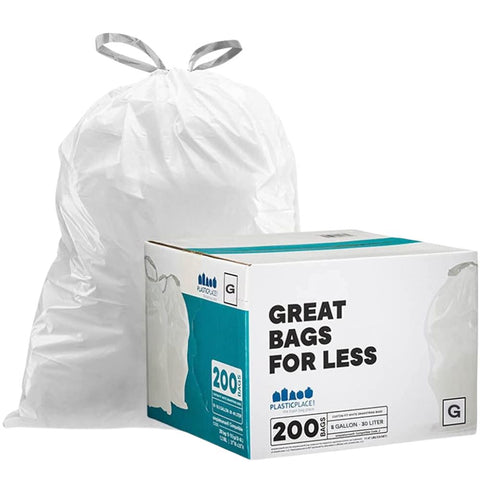 Simplehuman®* Compatible Trash Bags - Code G - 8 Gallon - 200/Case